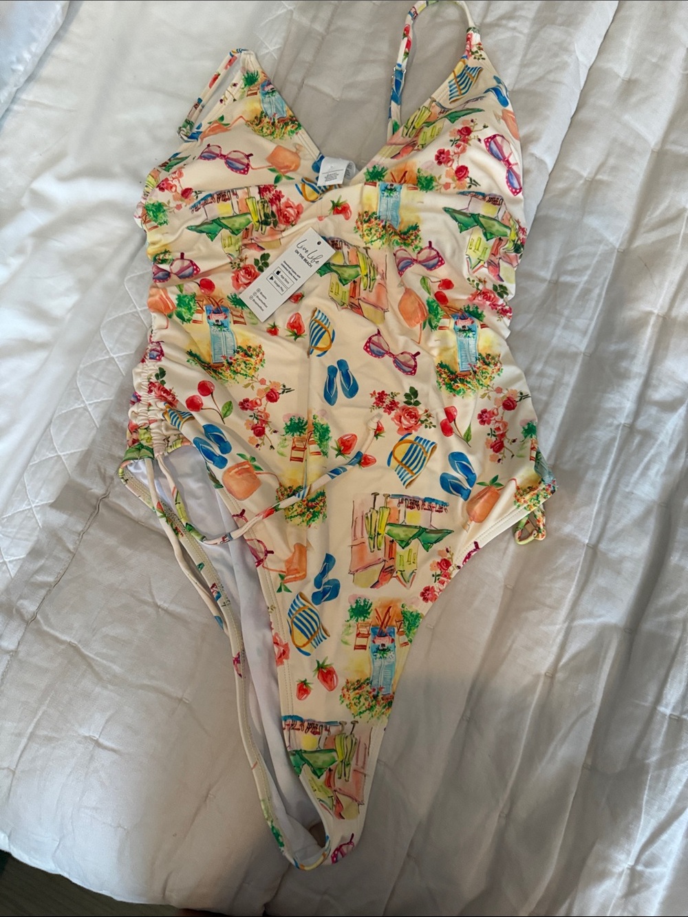 CUPSHE cheeky One-Piece Swimsuit with Colorful Beach Print